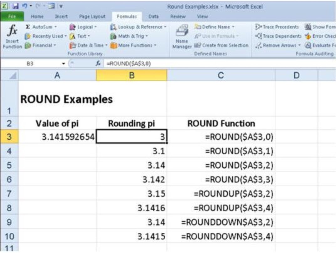excel round function